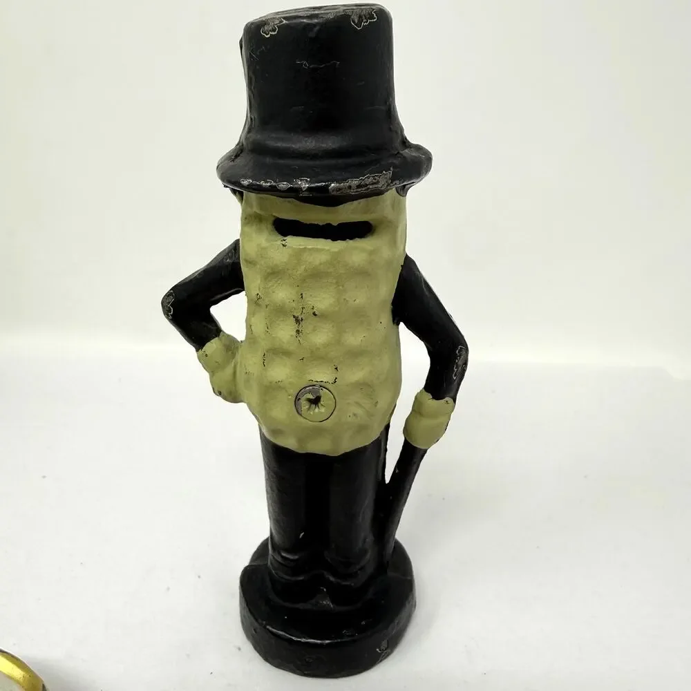 Vintage Planters Mr Peanut Figure w Gold Peanut Bowls Celluloid Set USA
